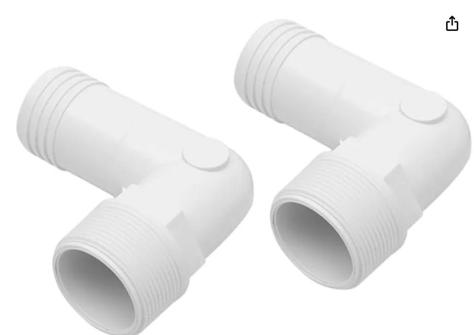 MPT x 90-Degree Barb Elbow Hose Adapter, 1.5-Inch (2-Pack)