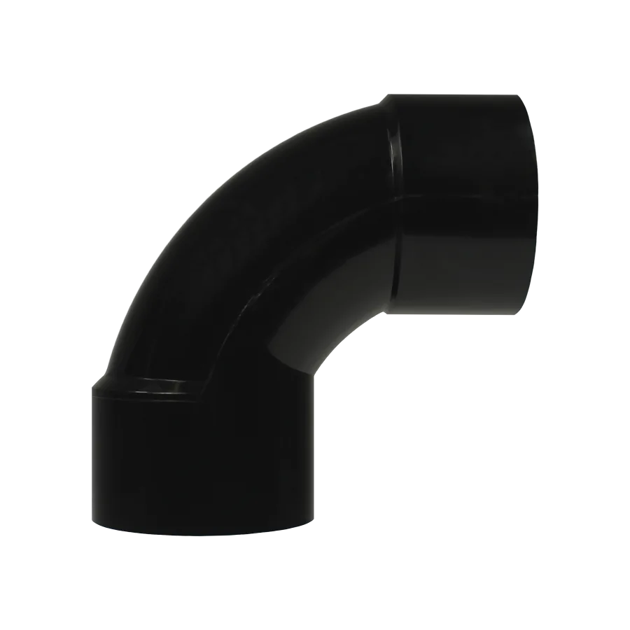Sweep 90-Degree Elbow, 2-Inch Slip x Slip, Black PVC, Compatible with CMP